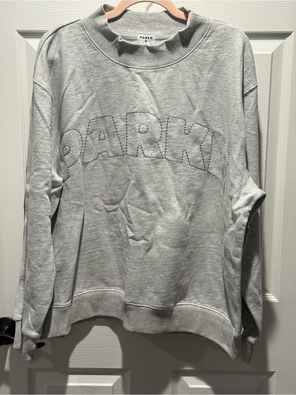 PARKE Women's Light Gray Crewneck Sweatshirt - Parke Logo - Picture 2 of 3